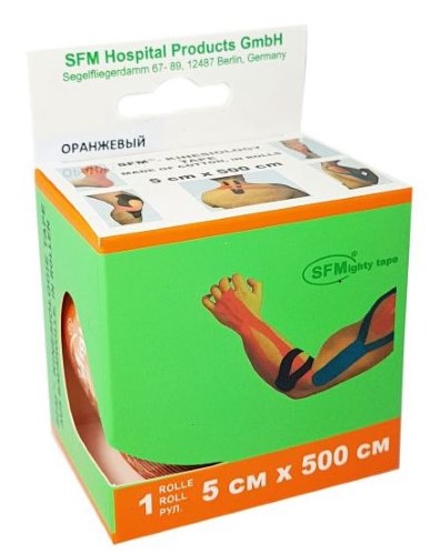 Изображение товара Кинезиологическая лента sfm-plaster 5х500 см оранжевая хлопковая