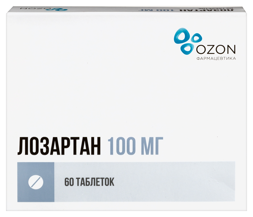 Изображение товара Лозартан 100 мг, таблетки 60 шт. - эффективное средство при гипертензии