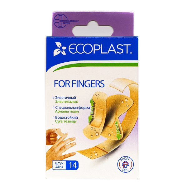 Изображение товара Ecoplast набор пластырей медицинских тканевых for fingers 120х20 мм n5+72х19 мм n5+63х45 мм 5 шт.