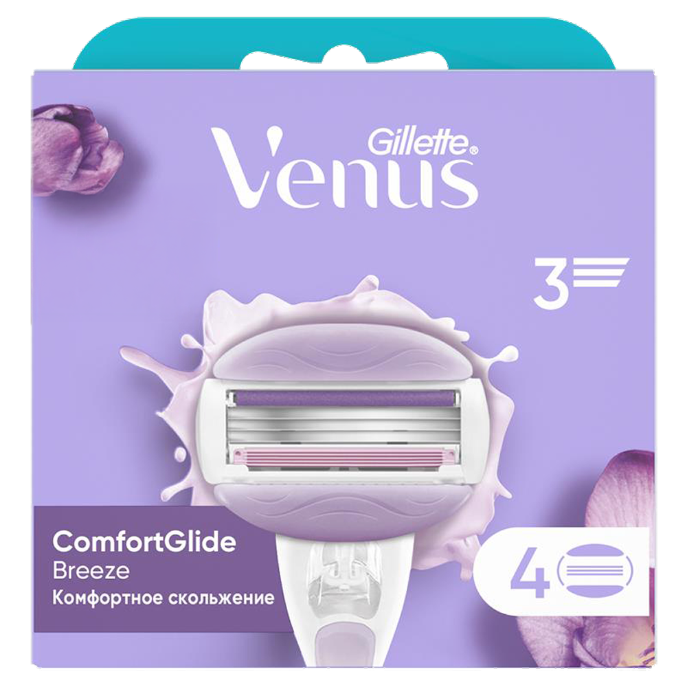 Изображение товара Сменные кассеты Gillette venus comfortglide breeze 4 шт с гелевыми подушечками
