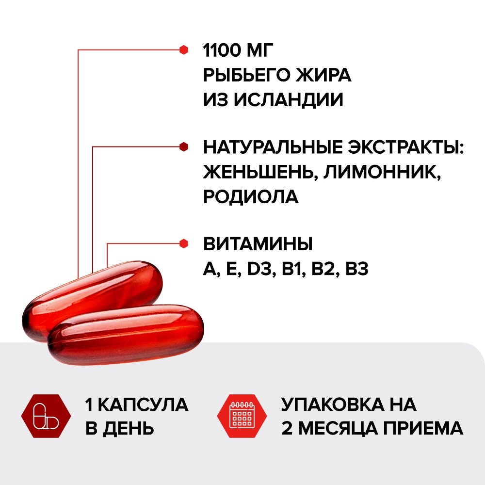 Risingstar комплекс витаминов и адаптогенов с омега-3 60 шт. капсулы массой  1620 мг - цена 859 руб., купить в интернет аптеке в Буе Risingstar комплекс  витаминов и адаптогенов с омега-3 60 шт.