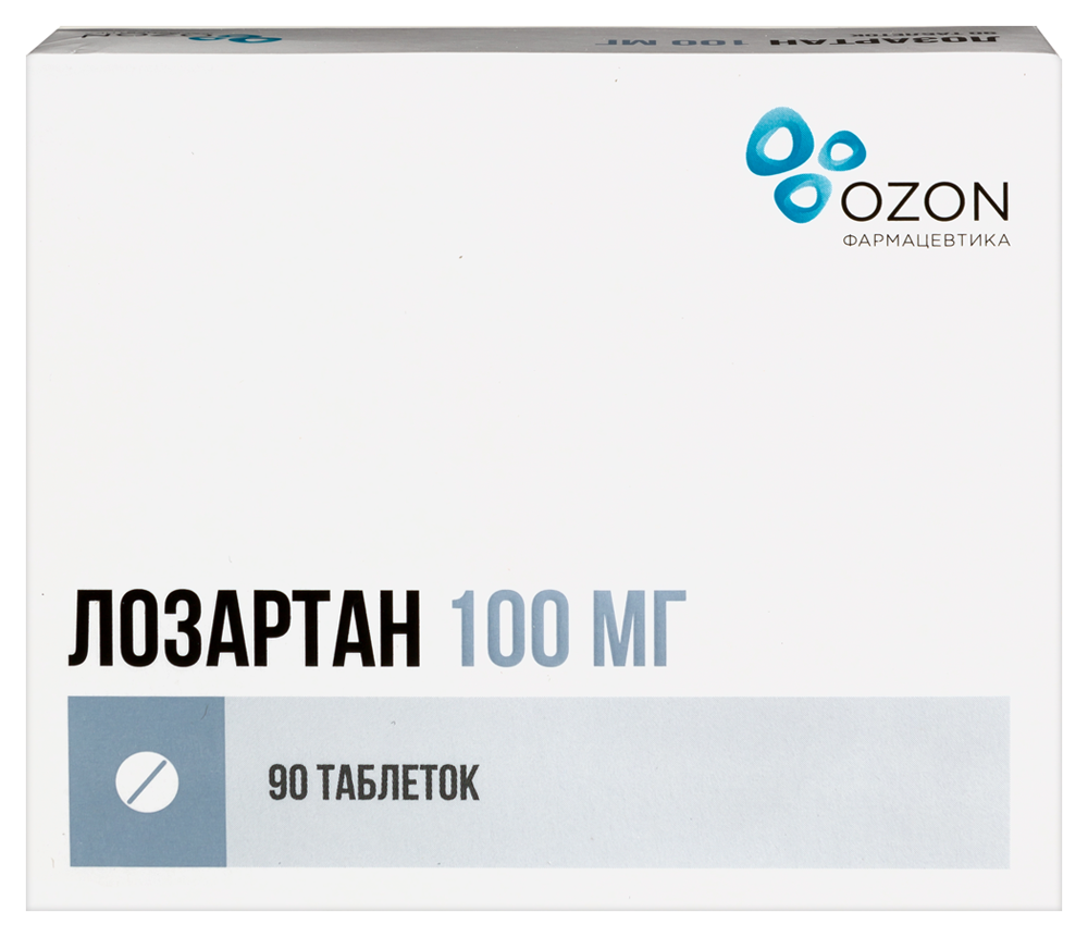 Изображение товара Лозартан 100 мг 90 шт. таблетки, покрытые пленочной оболочкой