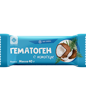 Изображение товара Гематоген с кокосом 40 гр - источник железа и общеукрепляющее средство