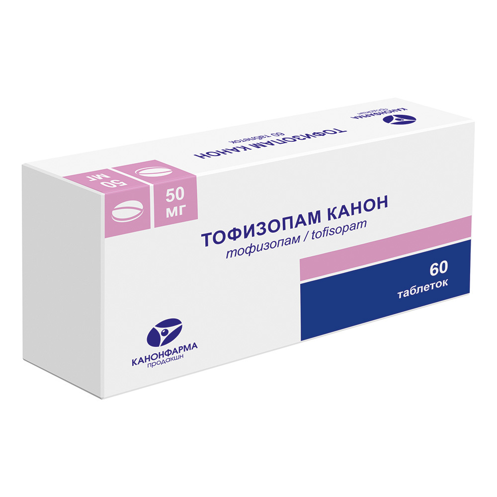 Изображение товара Тофизопам канон 50 мг 60 таблеток для лечения психических расстройств