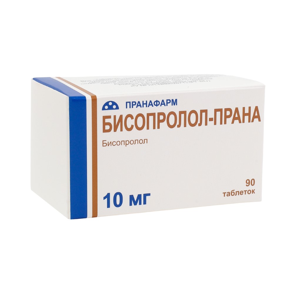 Изображение товара Бисопролол-прана 10 мг 90 таблеток для гипертензии и сердечных заболеваний