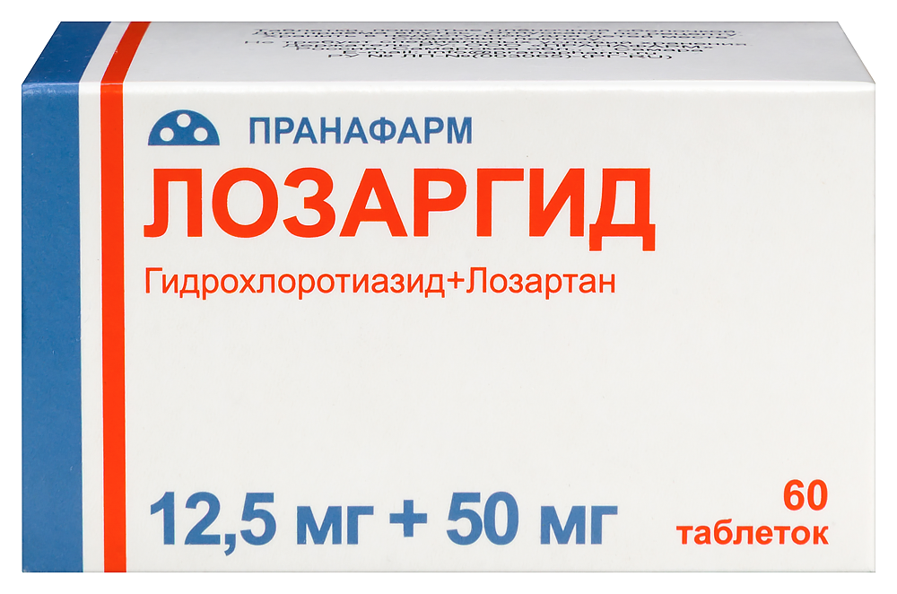 Изображение товара Лозаргид 12,5 мг+50 мг таблетки покрытые пленочной оболочкой 60 шт.