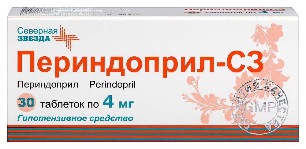 Изображение товара Периндоприл-сз 4 мг 30 таблеток для лечения гипертензии и сердечных заболеваний