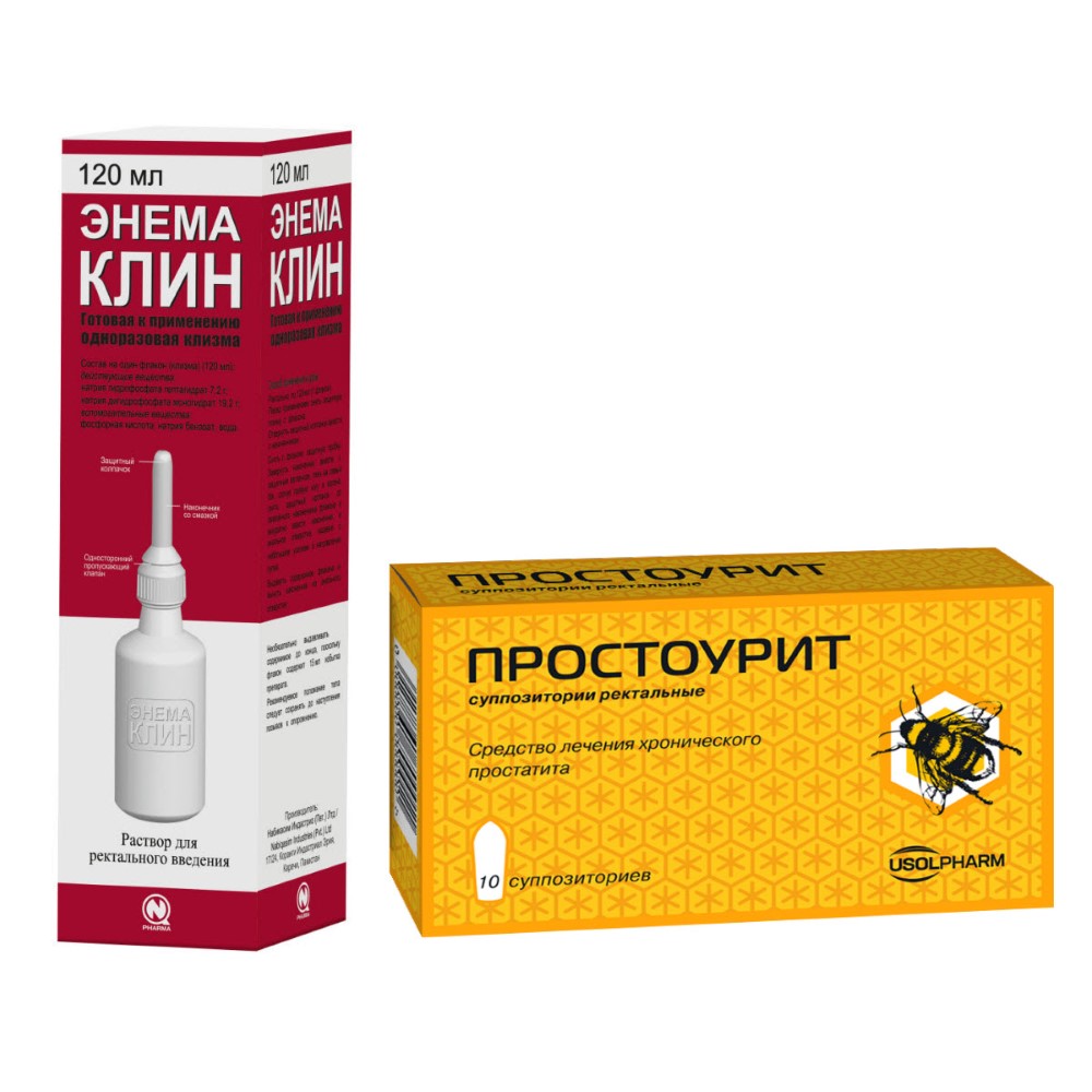 Изображение товара Набор при простатите Энема клин + Простоурит 10 шт. со скидкой 300 руб.