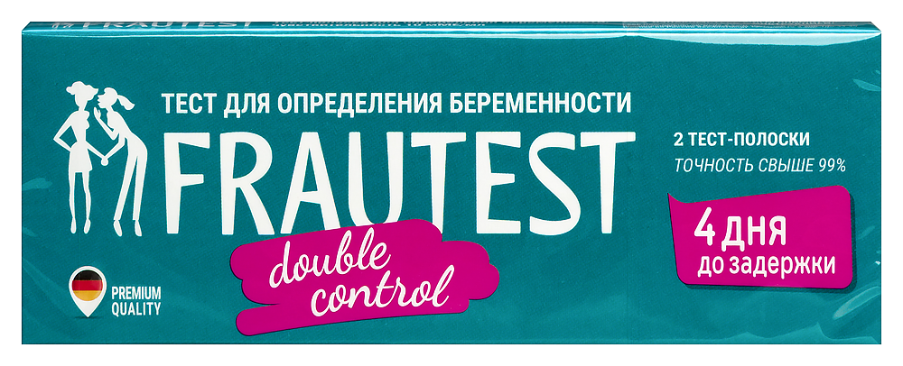 Изображение товара Тест-полоска для определения беременности чувствительность 10 мме/мл frautest double control 2 шт.