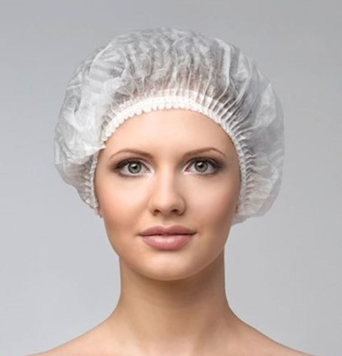 Изображение товара Шапочка берет нестерильная плиссе 18 гр/м2 белая 54-66 см 25 шт