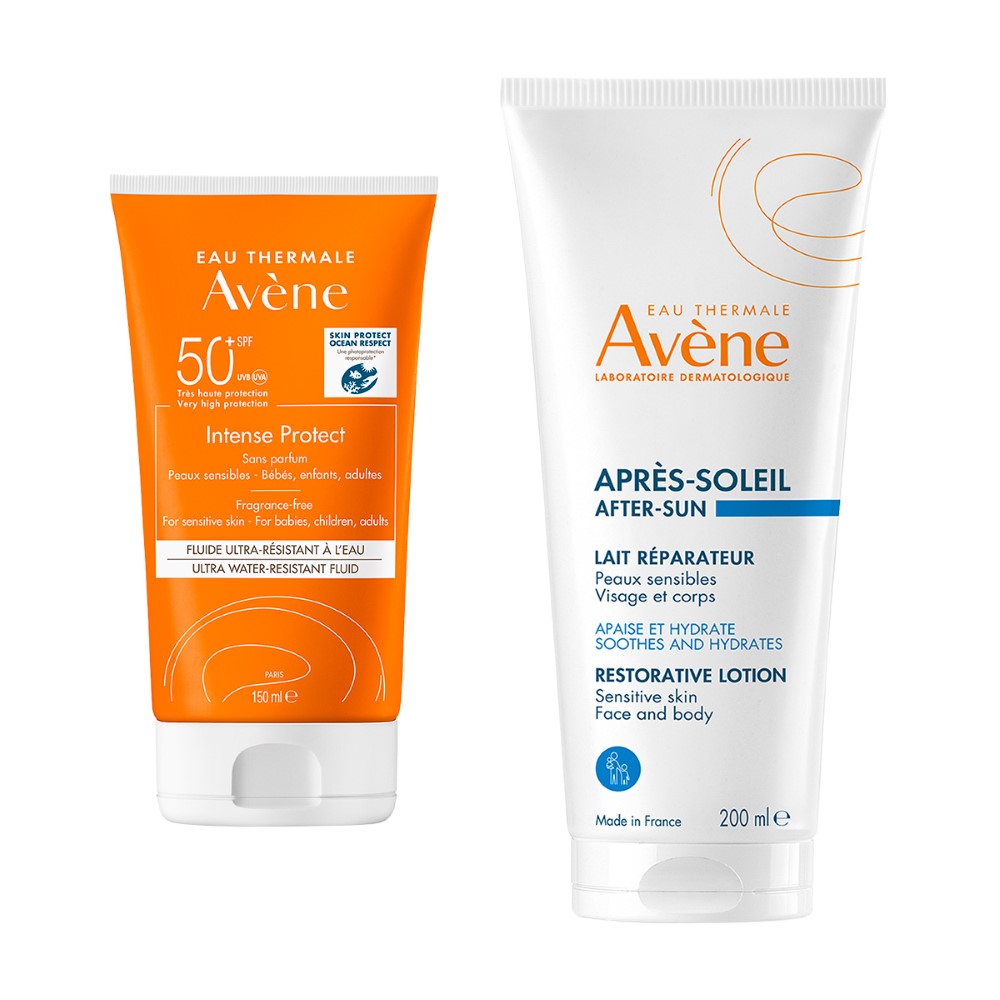 Изображение товара Набор AVENE: INTENCE PROTECT ФЛЮИД СОЛНЦЕЗАЩИТ УЛЬТРА-ВОДОСТОЙКИЙ SPF50+ 150МЛ + ЛОСЬОН ПОСЛЕ ЗАГАРА ВОССТАНАВЛИВАЮЩИЙ 200МЛ