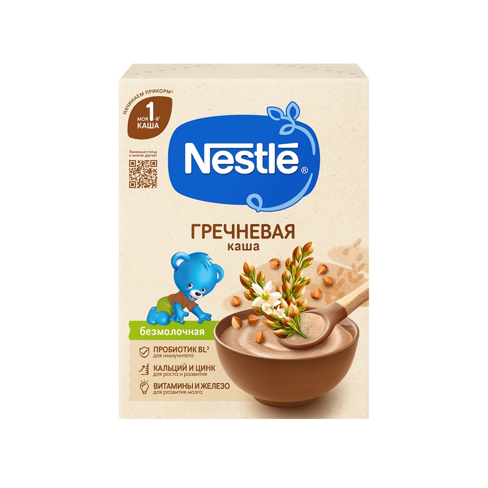 Изображение товара Nestle безмолочная каша гречневая с бифидобактериями 200 г