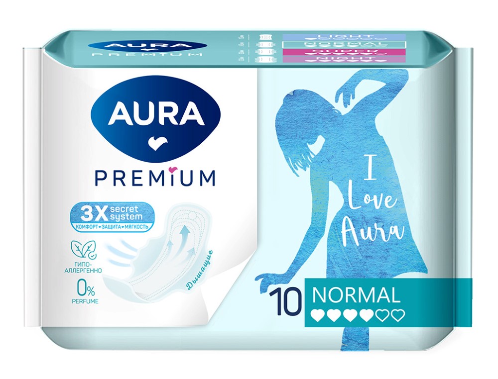 Изображение товара Aura premium прокладки женские гигиенические normal 10 шт.