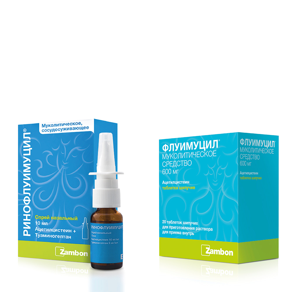 Изображение товара Набор Ринофлуимуцил спрей назал и Флуимуцил 0,6 N20 шип.табл со скидкой