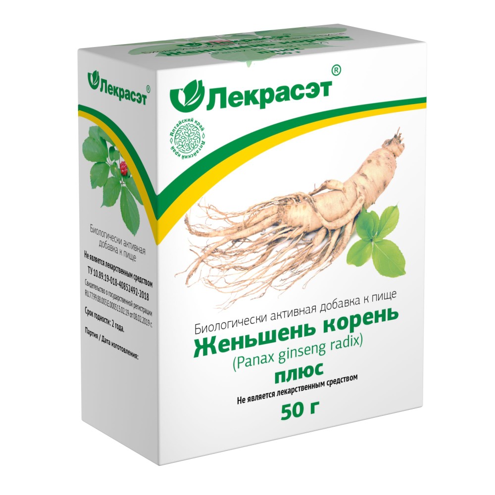 Изображение товара Женьшень корень плюс 50 гр/лекра-сэт/