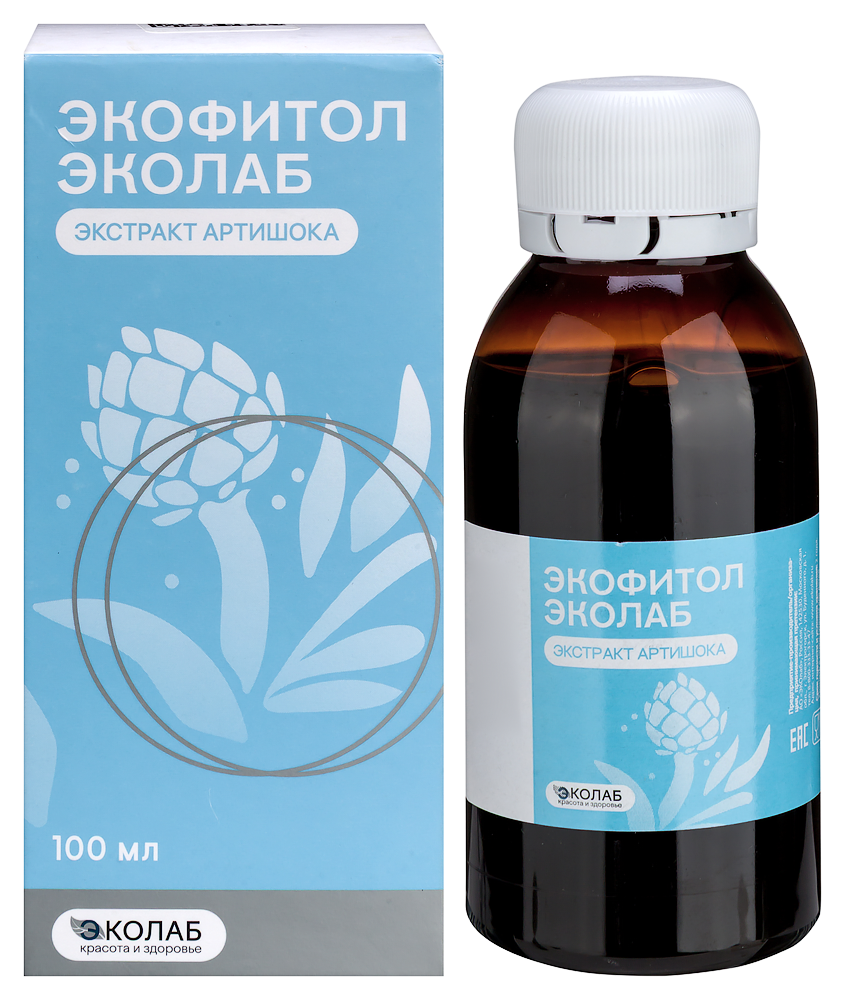 Изображение товара Экофитол эколаб экстракт артишока 100 мл флакон мерная ложка