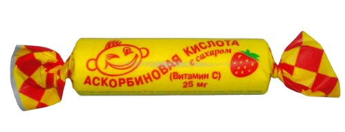 Изображение товара Аскорбиновая кислота с сахаром со вкусом клубники 10 шт. таблетки массой 3 г