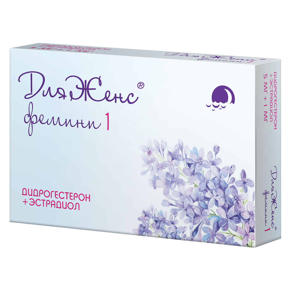 Изображение товара ДляЖенс® фемини 5 мг + 1 мг 28 таблеток дляMenопаузы и профилактики остеопороза
