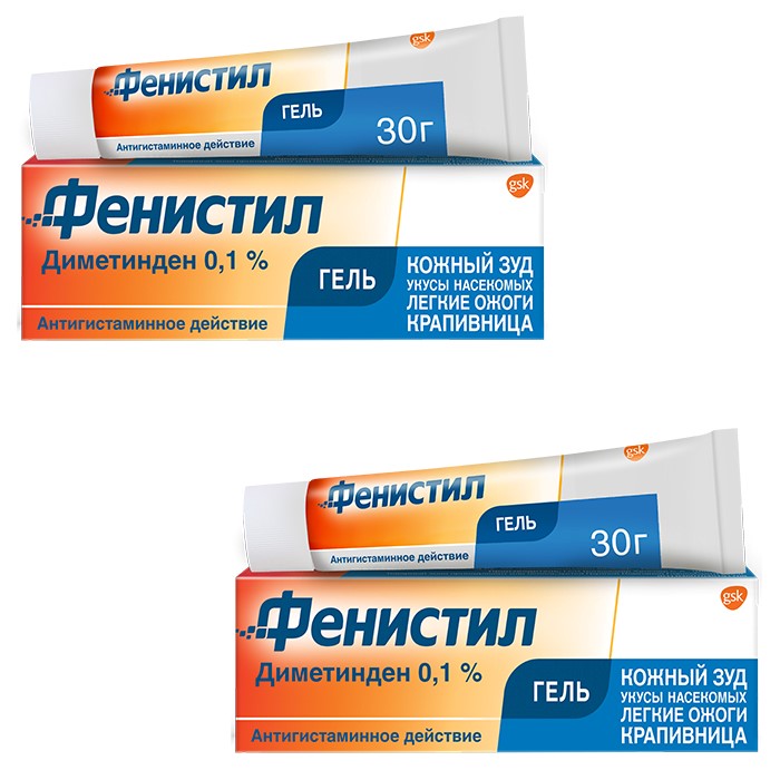 Изображение товара Набор Фенистил 0,1% 30,0 гель д/наруж прим со скидкой 10% на вторую упаковку