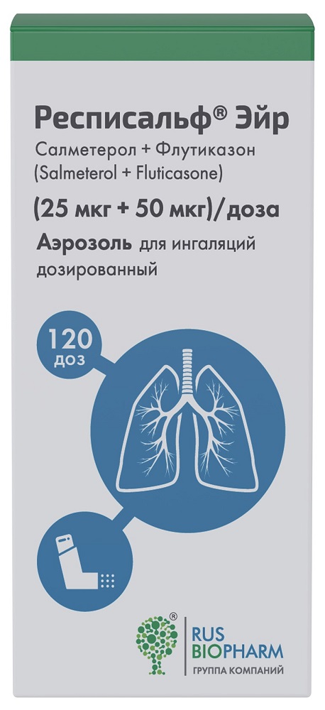Изображение товара Респисальф Эйр 25 мкг + 50 мкг аэрозоль для ингаляций 120 доз