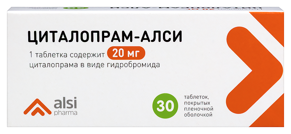 Изображение товара Циталопрам-алси 20 мг 30 шт. таблетки от депрессии и панического расстройства