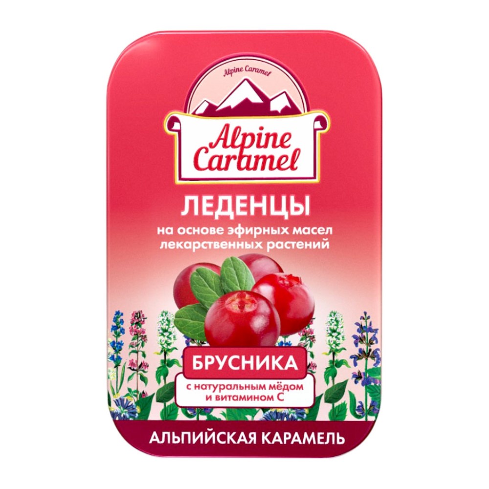 Изображение товара Alpine caramel леденцы альпийская карамель детские с натуральным медом и витамином с со вкусом брусники 53 гр