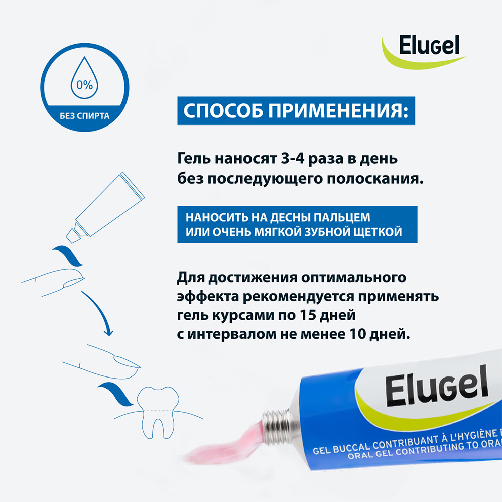 Элюгель гель для полости рта 40 мл - цена 257 руб., купить в интернет  аптеке в Москве Элюгель гель для полости рта 40 мл, инструкция по применению