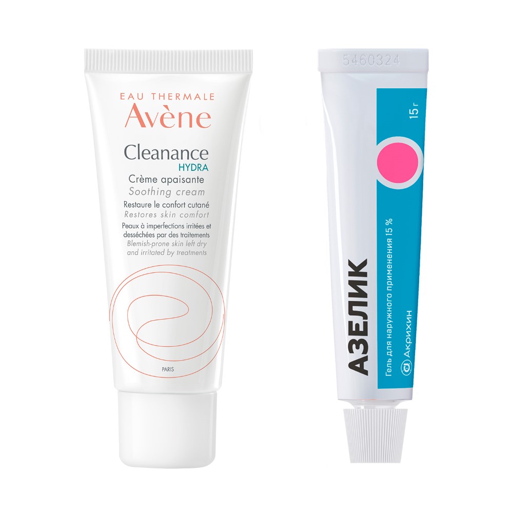Изображение товара Набор AVENE КЛИНАНС ГИДРА КРЕМ УСПОКАИВАЮЩИЙ 40МЛ + АЗЕЛИК 15% 15,0 ГЕЛЬ Д/НАРУЖ ПРИМ