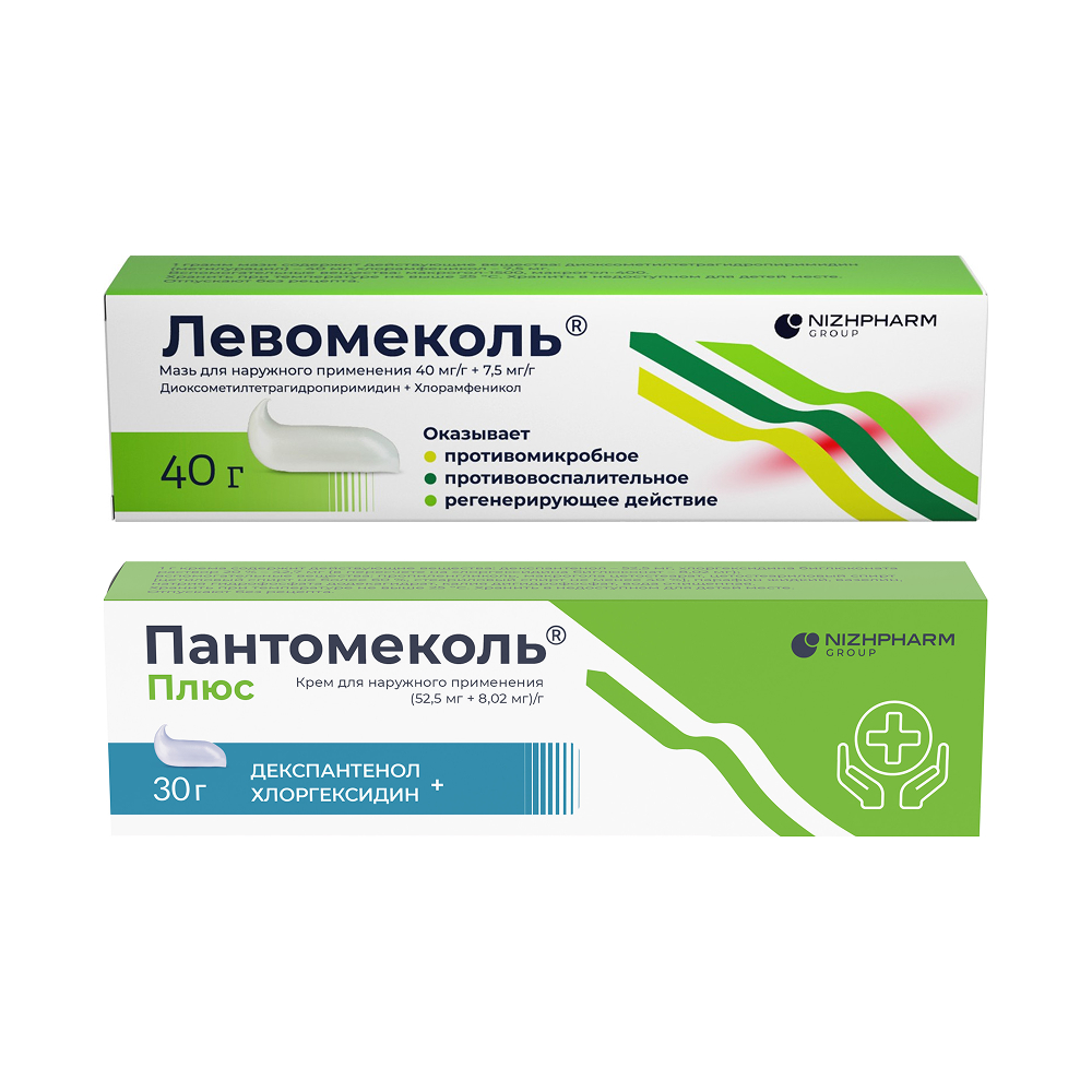 Изображение товара Набор Левомеколь мазь 40г + Пантомеколь Плюс крем 30г со скидкой