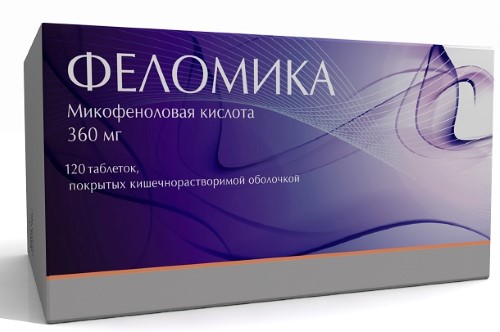 Изображение товара Феломика 360 мг таблетки кишечнорастворимые для профилактики отторжения трансплантата Изображение товара Феломика 360 мг таблетки кишечнорастворимые для профилактики отторжения трансплантата
