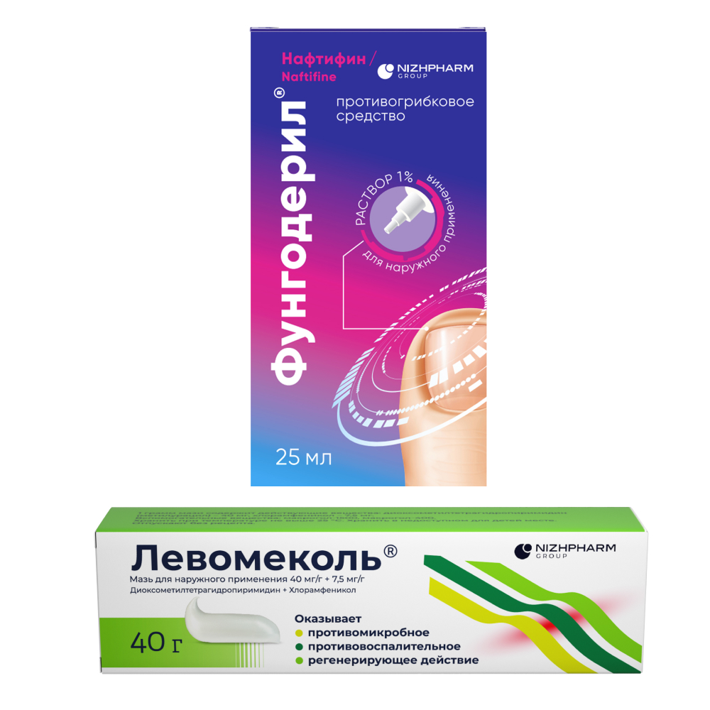 Изображение товара Набор Фунгодерил 25 мл  + Левомеколь 40г со скидкой