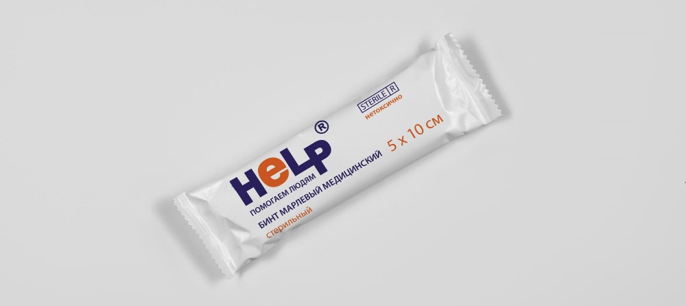 Изображение товара Медицинский стерильный марлевый бинт Help 5 мх10 см в упаковке
