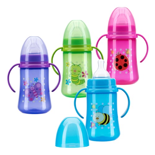 Изображение товара Курносики бутылочка полипропиленовая с широким горлом с ручками с силиконовой соской 6+ 250 мл/11009