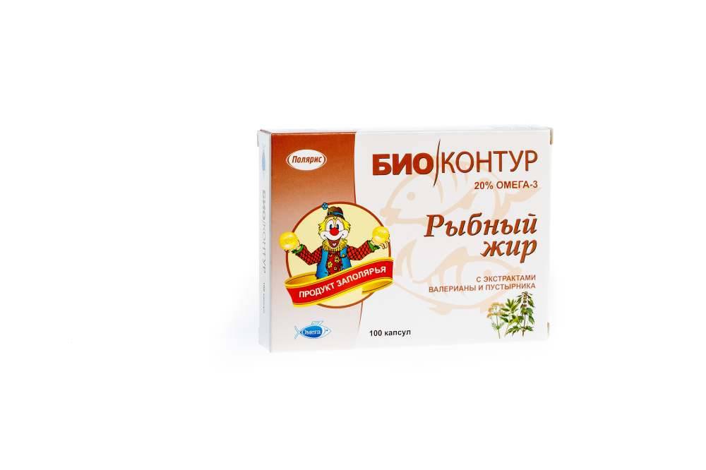Изображение товара Биоконтур рыбный жир с экстрактами валерианы и пустырника 100 капсул по 330 мг