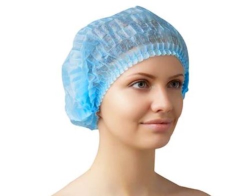 Изображение товара Медицинская нестерильная шапочка берет плиссе спанбонд 18 г/м2 голубой 25 шт