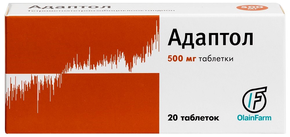 Адаптол 500 мг 20 шт. таблетки - цена 1512 руб., купить в интернет аптеке вМоскве Адаптол 500 мг 20 шт. таблетки, инструкция по применению