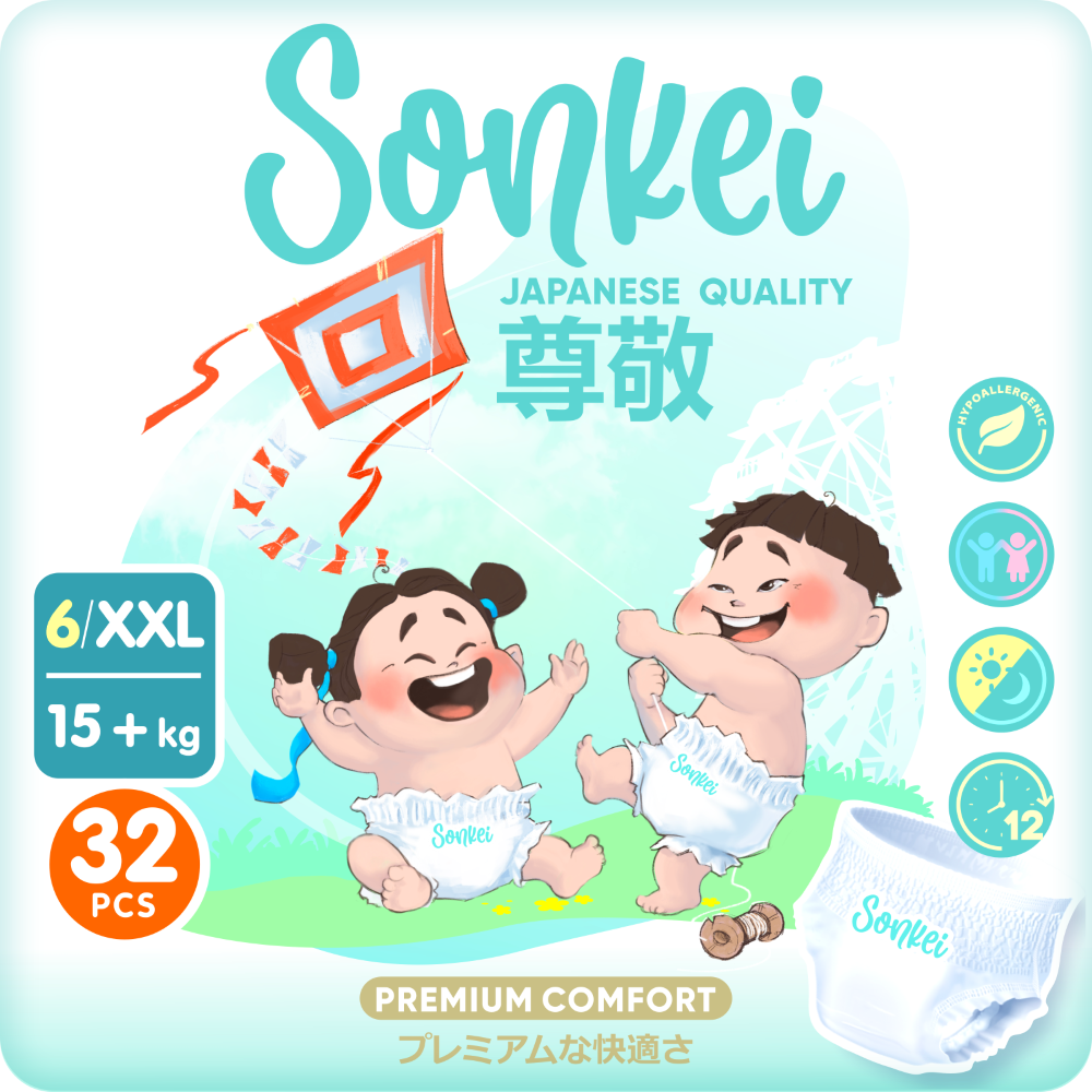 Sonkei подгузники-трусики для детей xxl 15+кг 32 шт. - цена 923 руб.,  купить в интернет аптеке в Москве Sonkei подгузники-трусики для детей xxl  15+кг 32 шт., инструкция по применению