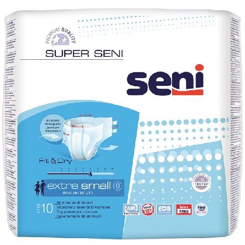 Изображение товара Seni super подгузники для взрослых размер extra small обхват талии 40-60 10 шт.