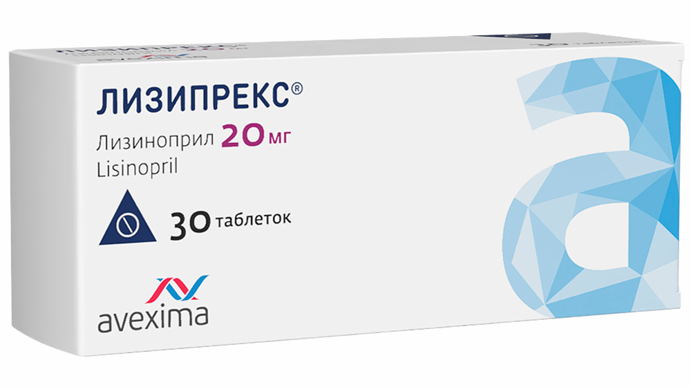 Изображение товара Лизипрекс 20 мг таблетки 30 шт для лечения гипертензии и сердечной недостаточности