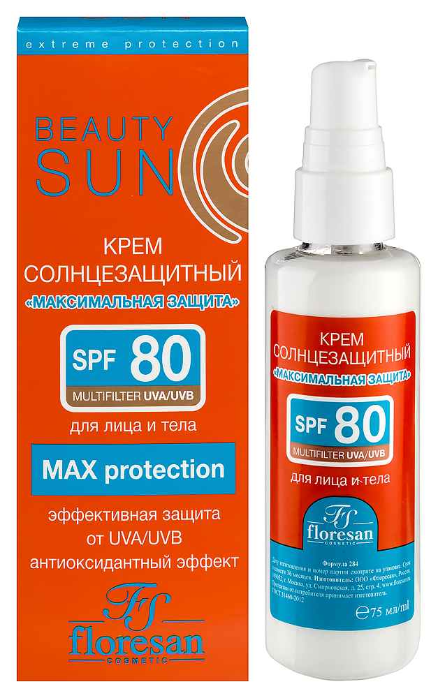 Изображение товара Floresan beauty sun солнцезащитный крем «максимальная защита» spf80 75 мл