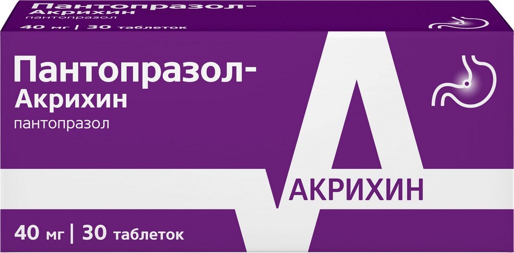 Изображение товара Пантопразол-акрихин 40 мг 30 шт. таблетки кишечнорастворимые , покрытые пленочной оболочкой