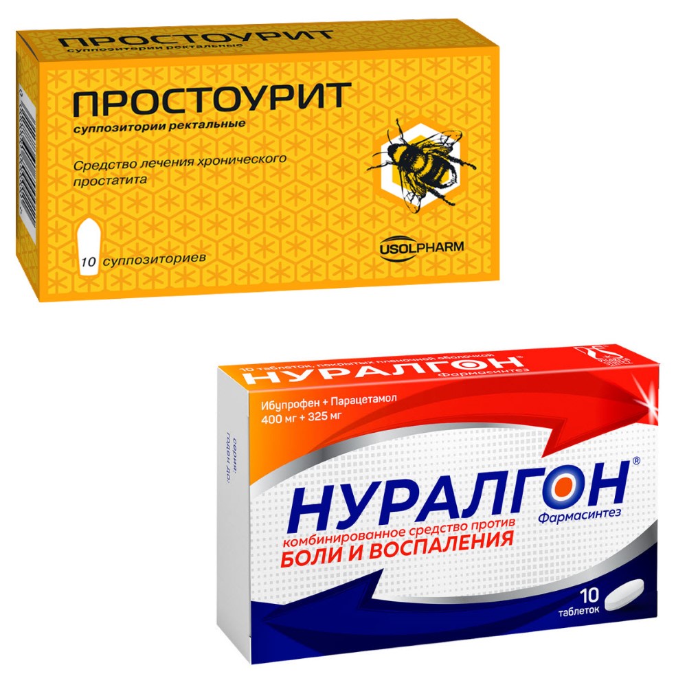 Изображение товара Набор Нуралгон фармасинтез 0,4+0,325 10 шт. + Простоурит 10 шт. со скидкой 200 руб.