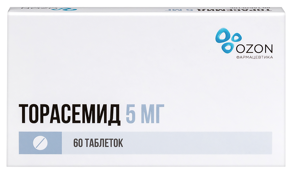 Изображение товара Торасемид 5 мг 60 таблеток для лечения отеков и гипертензии