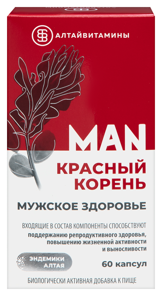 Изображение товара Красный корень man мужское здоровье алтайвитамины 60 шт./бело-синие капсулы массой 456 мг белые капсулы массой 596 мг/