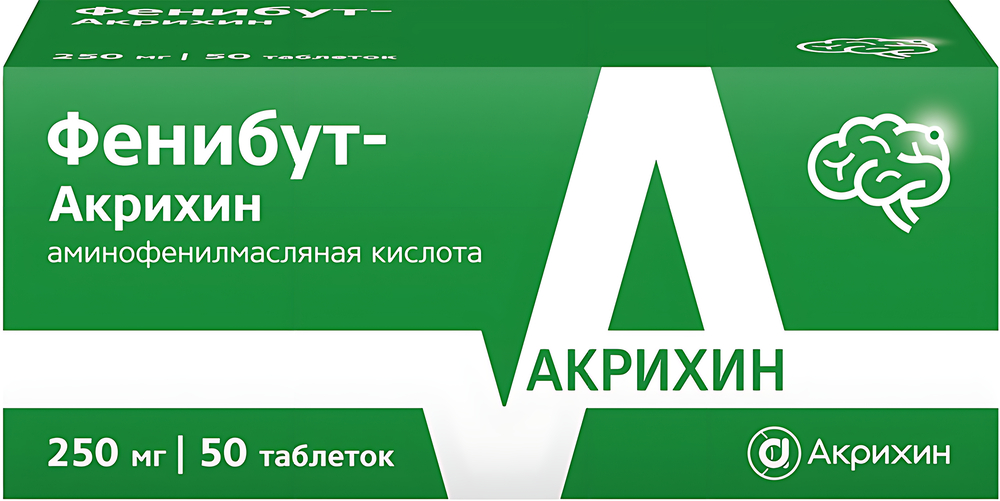 Изображение товара Фенибут-акрихин 250 мг таблетки для лечения тревожных состояний