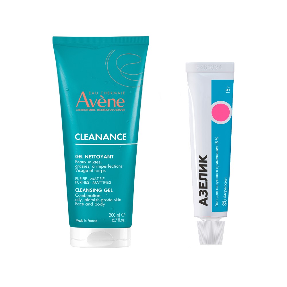 Изображение товара Набор AVENE КЛИНАНС ГЕЛЬ ОЧИЩАЮЩИЙ МАТИРУЮЩИЙ 200МЛ + АЗЕЛИК 15% 15,0 ГЕЛЬ Д/НАРУЖ ПРИМ