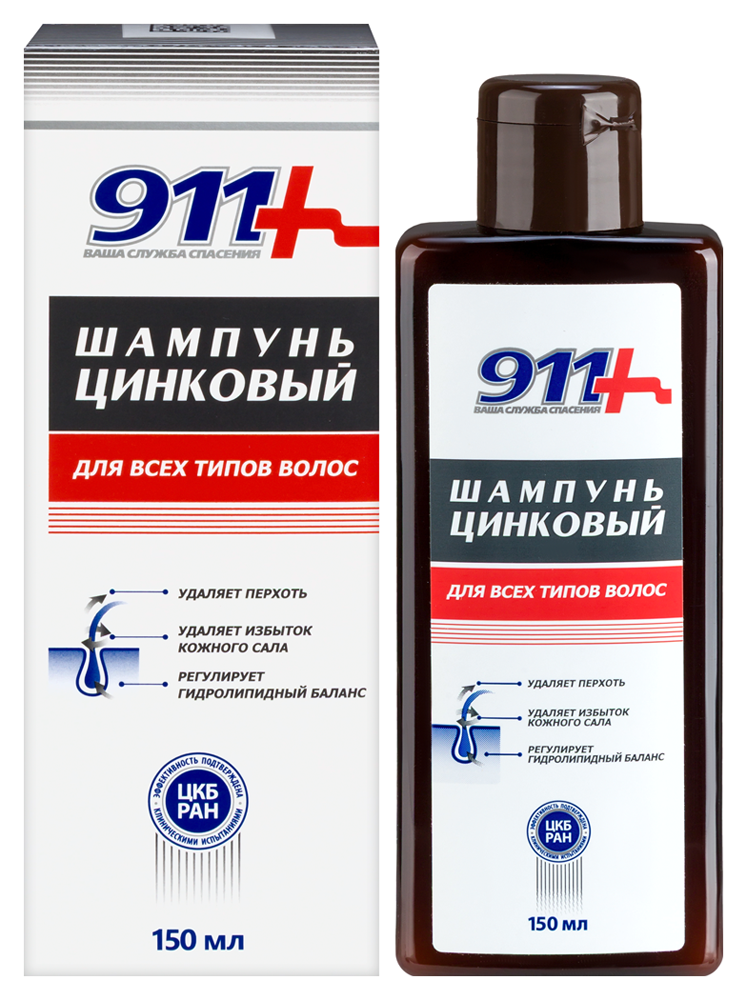 Изображение товара Цинковый шампунь 911 для всех типов волос 150 мл против перхоти