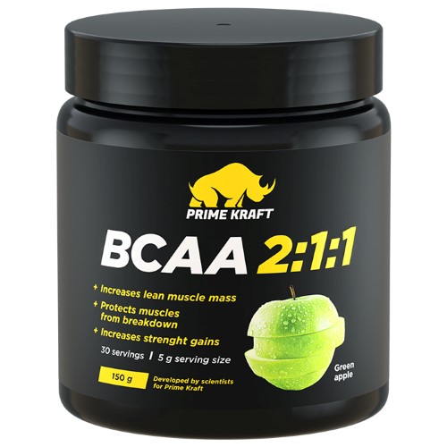 Изображение товара Prime Kraft BCAA 2:1:1 со вкусом зеленое яблоко 150 г — аминокислоты для спортсменов