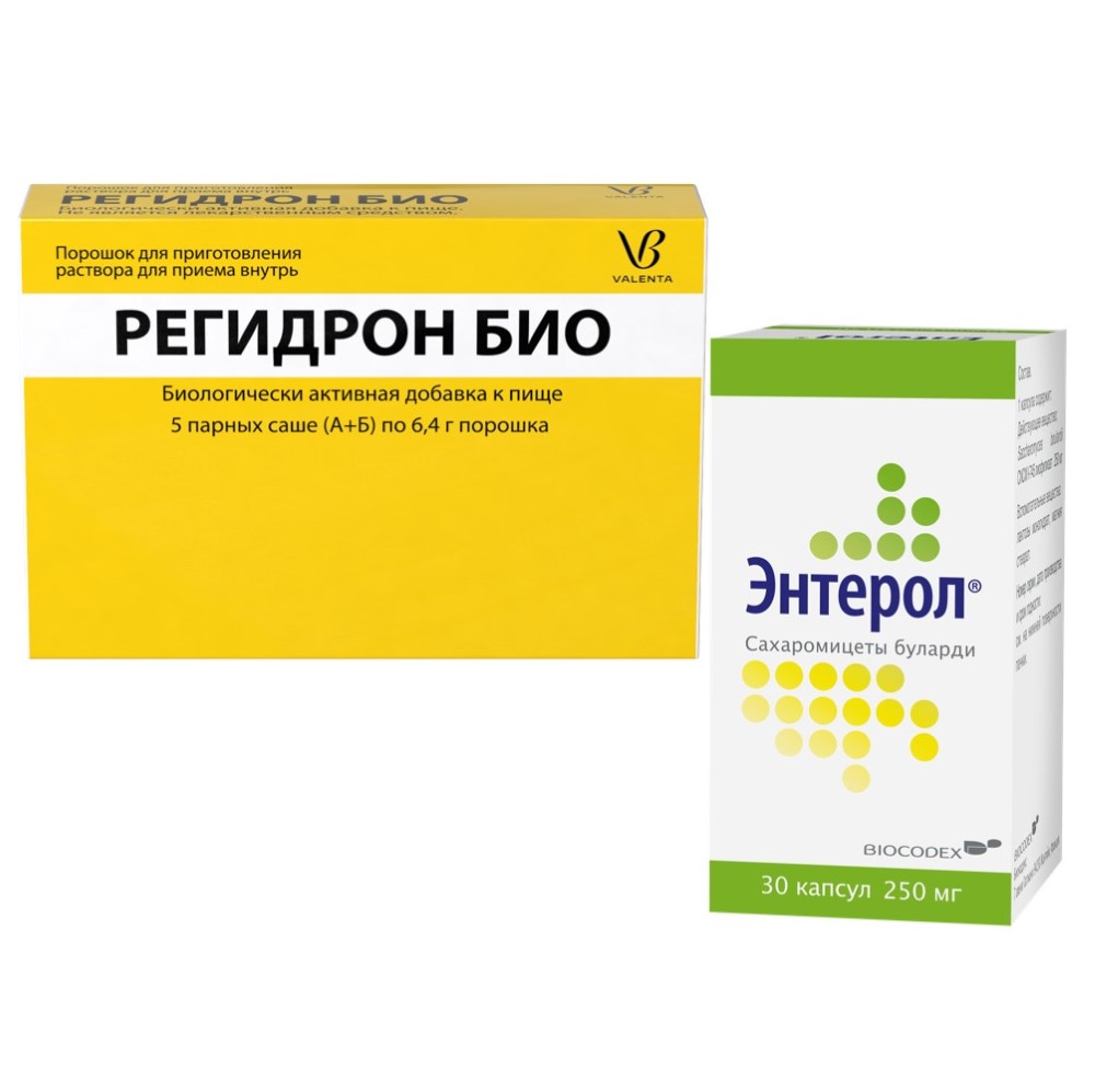 Набор из 1уп ЭНТЕРОЛ 250МГ №30 КАПС ФЛАК + 1уп РЕГИДРОН БИО №5 САШЕ по  специальной цене - цена 559 руб., купить в интернет аптеке в Москве Набор  из 1уп ЭНТЕРОЛ 250МГ