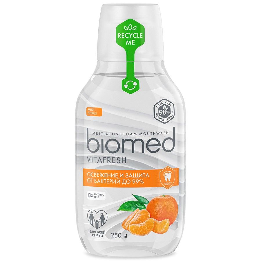 Изображение товара Biomed ополаскиватель для полости рта комплексный натуральный цитрус фреш 250 мл